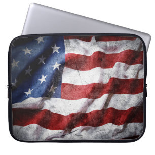 Funda Para Portátil Bandera estadounidense enmarañada.
