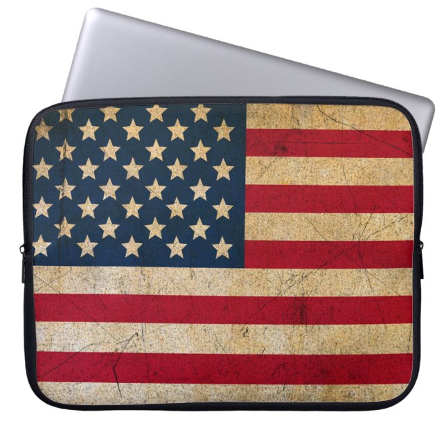 Funda Para Portátil Bandera estadounidense Grunge Vintage (Frente)