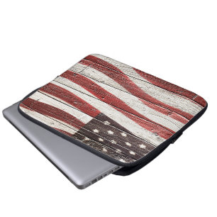 Funda Para Portátil Bandera estadounidense pintada sobre textura de ma