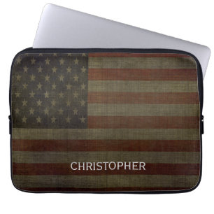 Funda Para Portátil Bandera estadounidense poco entusiasta con nombre