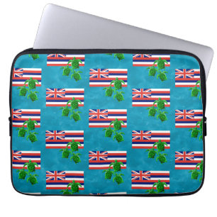 Funda Para Portátil Bandera hawaiana y tortugas verdes