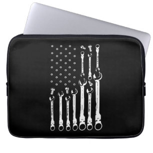 Funda Para Portátil Bandera Mecánica Mecánica Americana Bandera Patrió