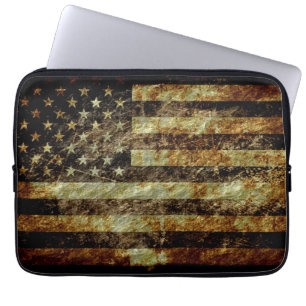 Funda Para Portátil Bandera norteamericana de Grunge