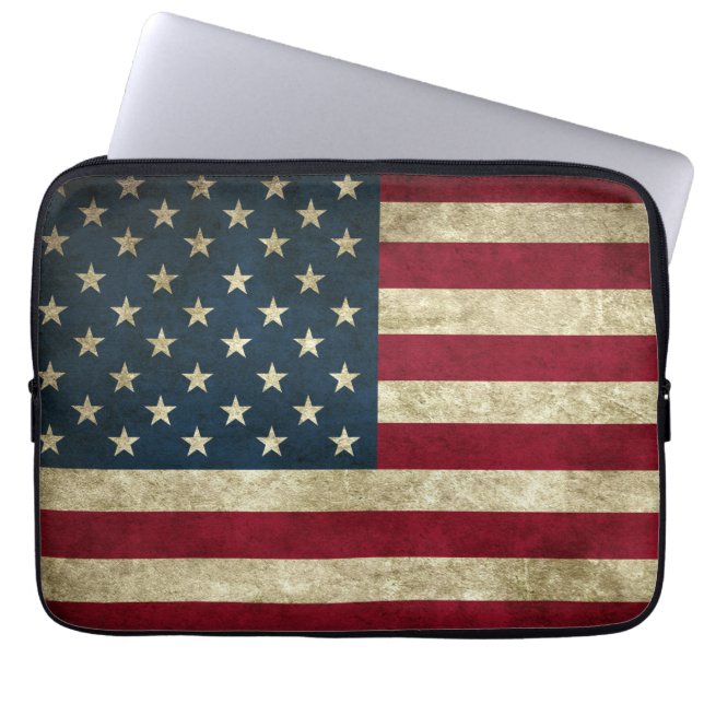 Funda Para Portátil Bandera norteamericana ondulada (Frente)