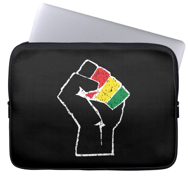 Funda Para Portátil Bandera panafricana Puño, Historia negra afroameri (Frente)