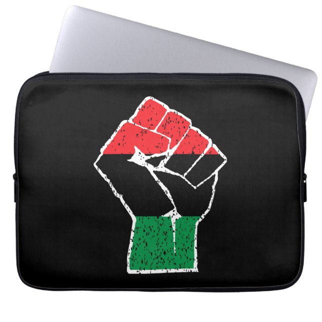 Funda Para Portátil Bandera panafricana Puño, historia negra afroameri (Frente)
