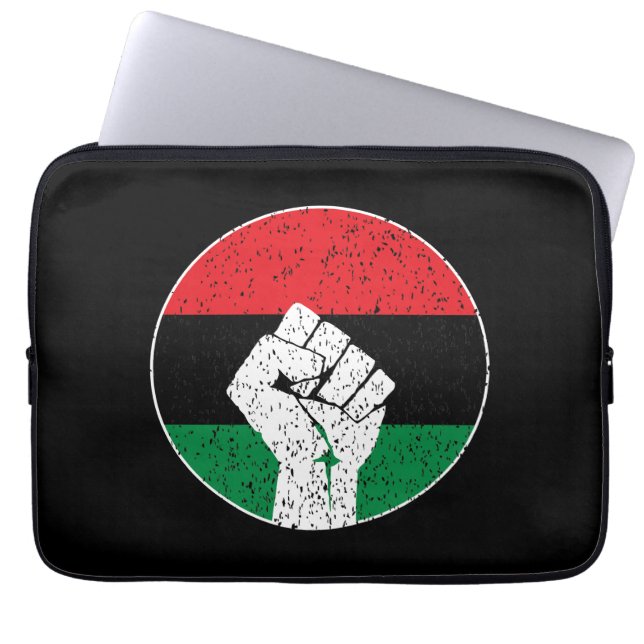 Funda Para Portátil bandera panafricana Puño, historia negra afroameri (Frente)