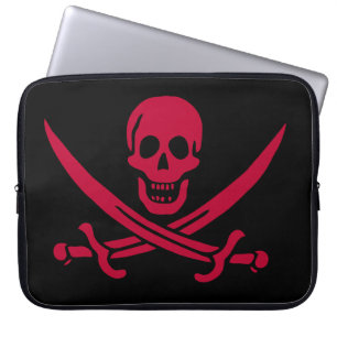 Funda Para Portátil Bandera pirata de Crimson Skull & Swords Jack en C