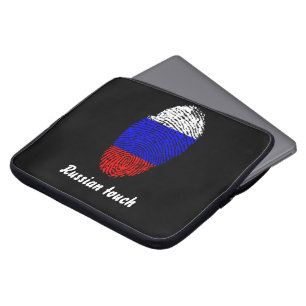 Funda Para Portátil Bandera rusa de la huella dactilar del tacto