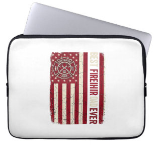 Funda Para Portátil Bandera vertical vintage de papá bombero