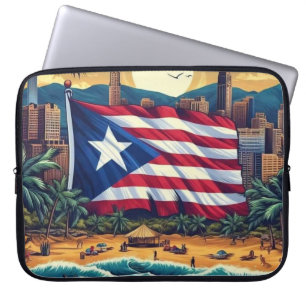 Funda Para Portátil Bandera y diseño de la isla de Puerto Rico - Elega