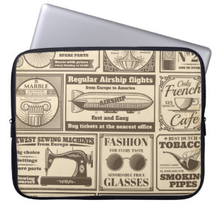 Funda Para Portátil Banderas de periódicos antiguos y etiquetas public