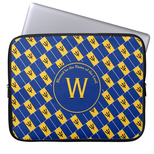 Funda Para Portátil BARBADOS FLAG Monograma personalizado portátil bar (Frente)