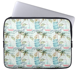 Funda Para Portátil Barco acuático con patrón de árbol de palma
