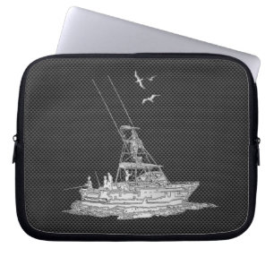 Funda Para Portátil Barco de Pesca de Cromo sobre Decoración de Fibra 
