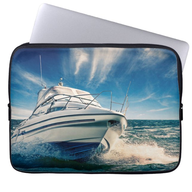 Funda Para Portátil Barco del poder que entra en el puerto de (Frente)