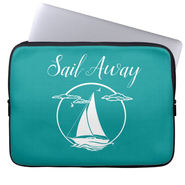 Funda Para Portátil Barco náutico blanco/desembarque/silueta (Frente)