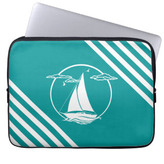 Funda Para Portátil Barco náutico blanco, gaviota o silueta de puesta