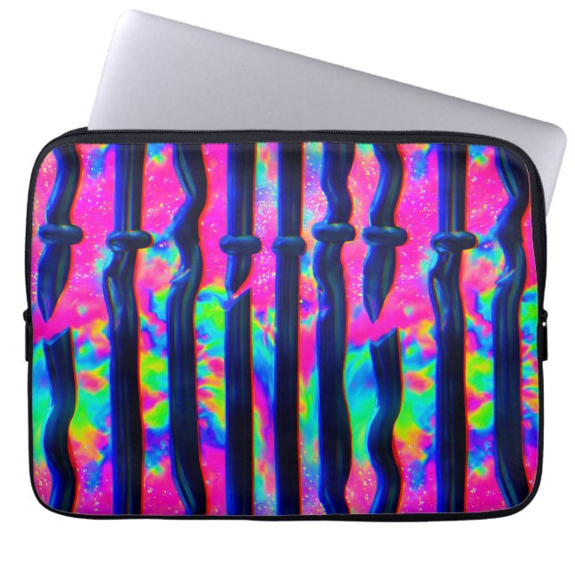 Funda Para Portátil Barras de error de arcoíris oscuro (Frente)