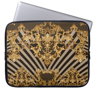 Funda Para Portátil Barroco dorado: diseño de patrones geométricos