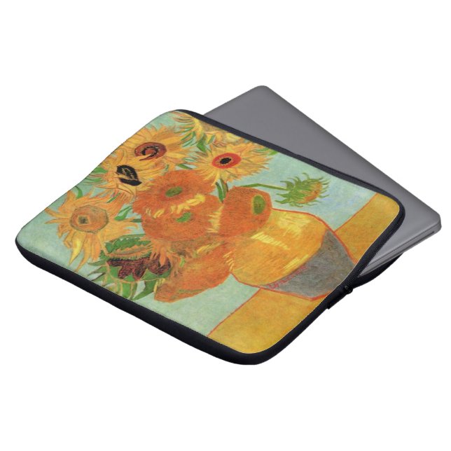 Funda Para Portátil Base con doce girasoles de Vincent van Gogh (Superior anverso)