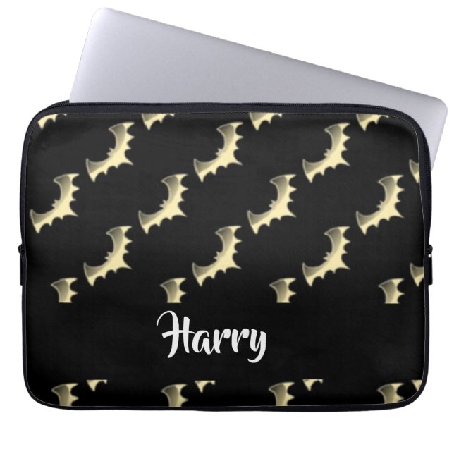 Funda Para Portátil Bates de oro sobre negro (Frente)