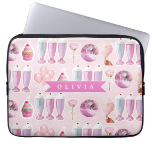 Funda Para Portátil Batido Retro Rosa Personalizado Monada Adorable