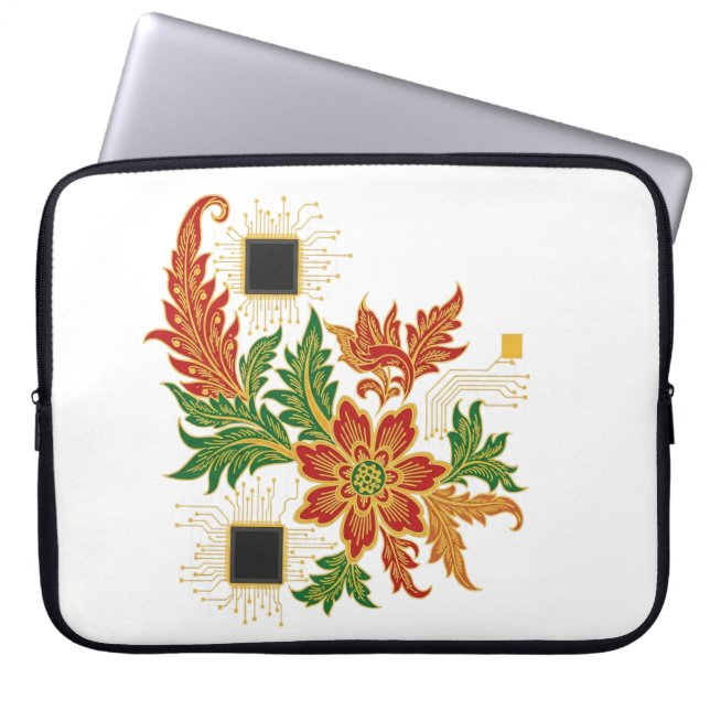 Funda Para Portátil Batik Bloom & CPU (Frente)