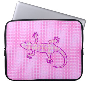 Funda Para Portátil batik tribal Gecko - orquídea y cáscara rosa