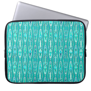 Funda Para Portátil Batik Tribal - Turquesa y Aquamarina