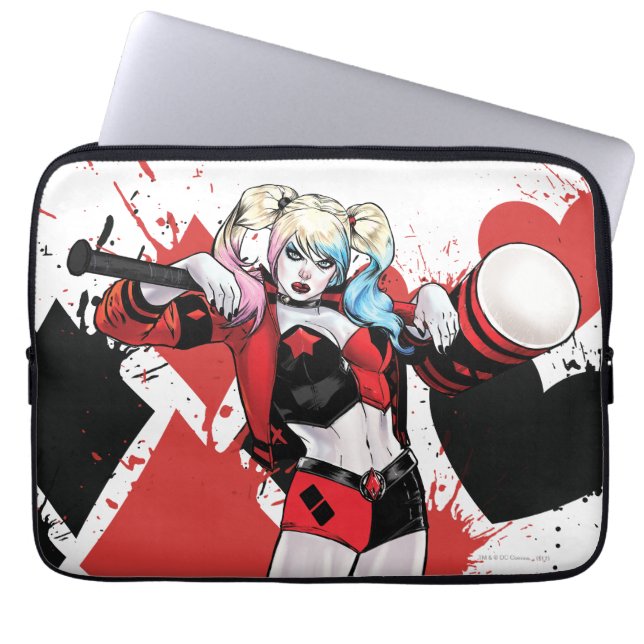 Funda Para Portátil Batman | Harley Quinn Hearts & Diamonds Splatter (Frente)