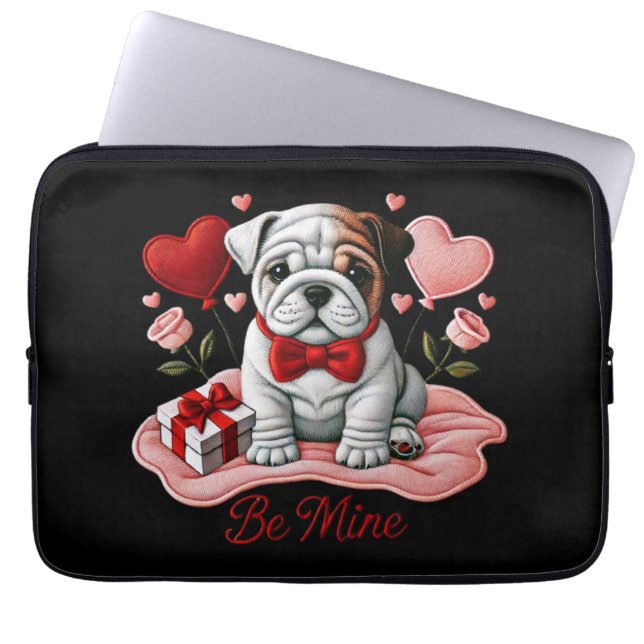 Funda Para Portátil Be Mine Valentine Bulldog inglés (Frente)
