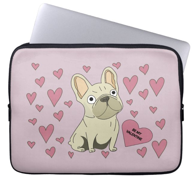 Funda Para Portátil Be my Valentine, French Bulldog (Frente)
