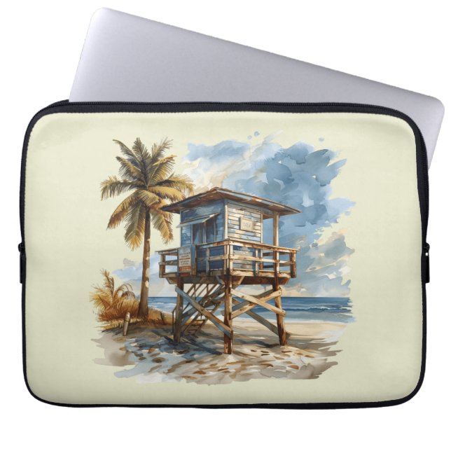 Funda Para Portátil Beach Hut - Ilustracion Beach Hut (Frente)