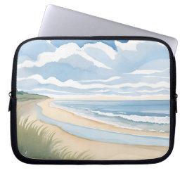 Funda Para Portátil Beach Shore Walk | Coastal Ocean Watercolor