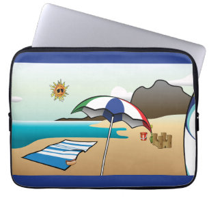 Funda Para Portátil Beach Vacation Dark Blue Laptop Sleeve