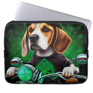 Funda Para Portátil Beagle Dog conduciendo en bicicleta el Día de San 