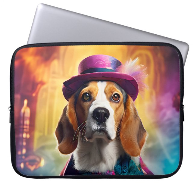 Funda Para Portátil Beagle en traje vibrante (Frente)