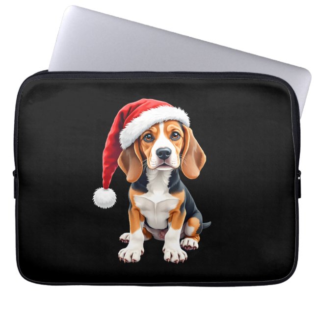 Funda Para Portátil Beagle Navidades Perro camiseta de manga larga (Frente)