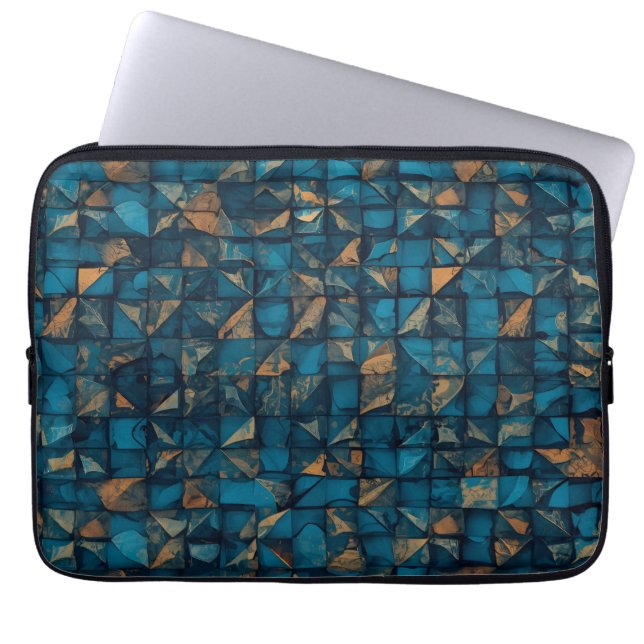 Funda Para Portátil Beautiful Patchwork "Look" in Dark Teal (Frente)