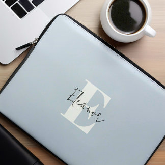 Funda Para Portátil Bebé Azul Moderno Minimalista Monogramado