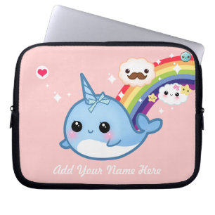 Funda Para Portátil Bebé lindo narwhal con el arco iris y las nubes en