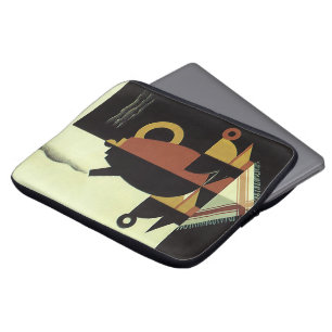 Funda Para Portátil Bebidas de bebidas vintage Cafetera con tazas