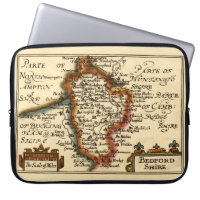 Bedfordshire County England Mapa anticuario antigu