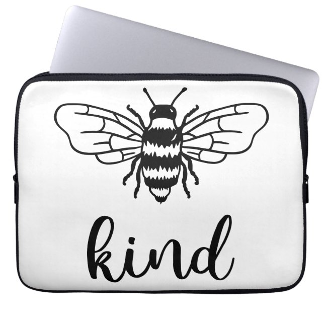 Funda Para Portátil Bee Kind Black Laptop Sleeve (Frente)