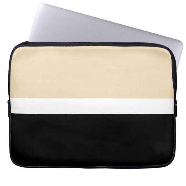 Funda Para Portátil Beige Black Abstract Stripe (Frente)