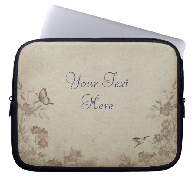 Funda Para Portátil Beige floral vintage (Frente)