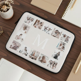 Funda Para Portátil Beige personalizado Collage de fotos personalizado