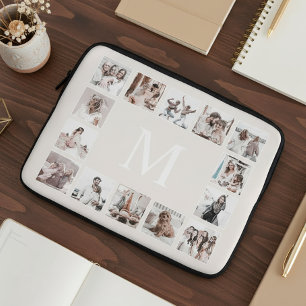 Funda Para Portátil Beige personalizado Collage de fotos personalizado