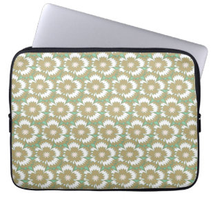 Funda Para Portátil Beige vintage y floral verde Dianthus Barbatus